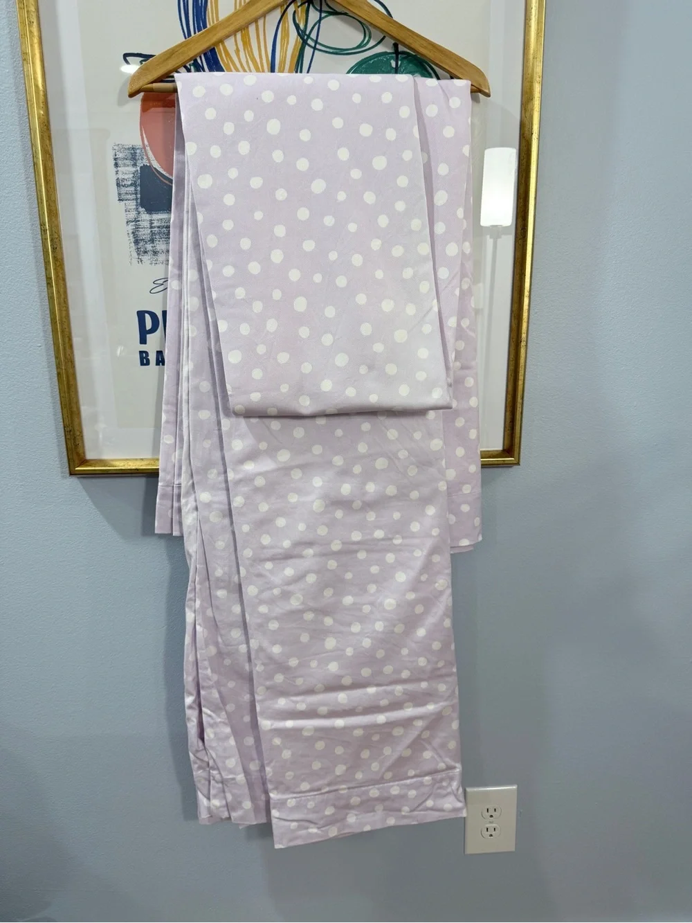 Pottery Barn Lavender Polka Dot Light Blocking Curtains Pair